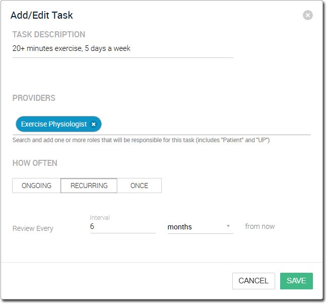 MD Care Add Edit Task Example