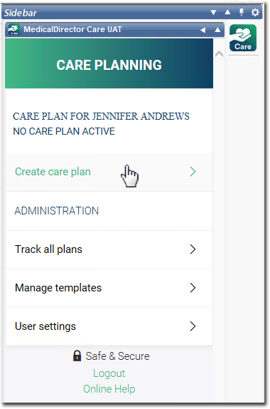 MD Care Create Care Plan